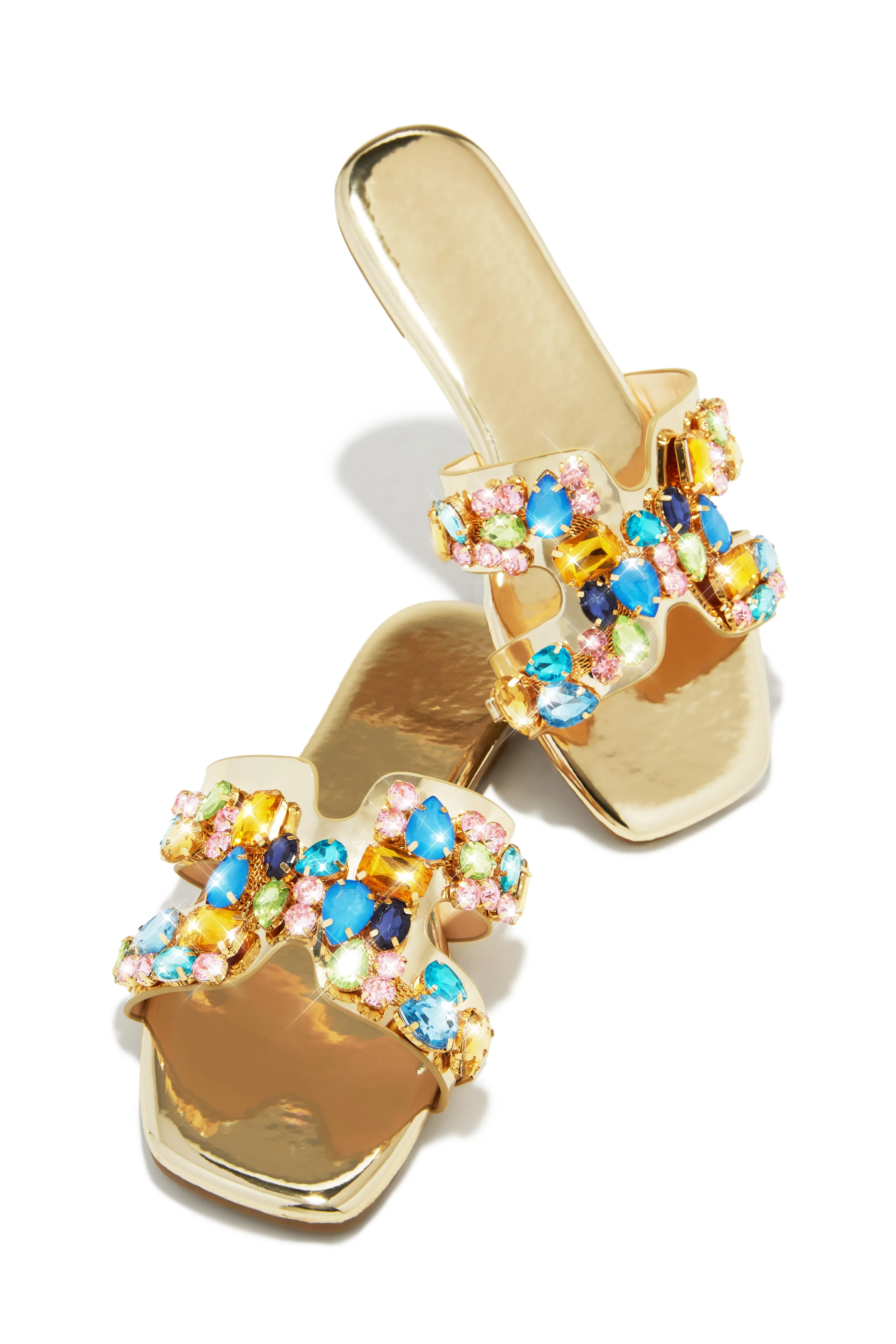 Aviani Embellished Slip On Sandals - Gold