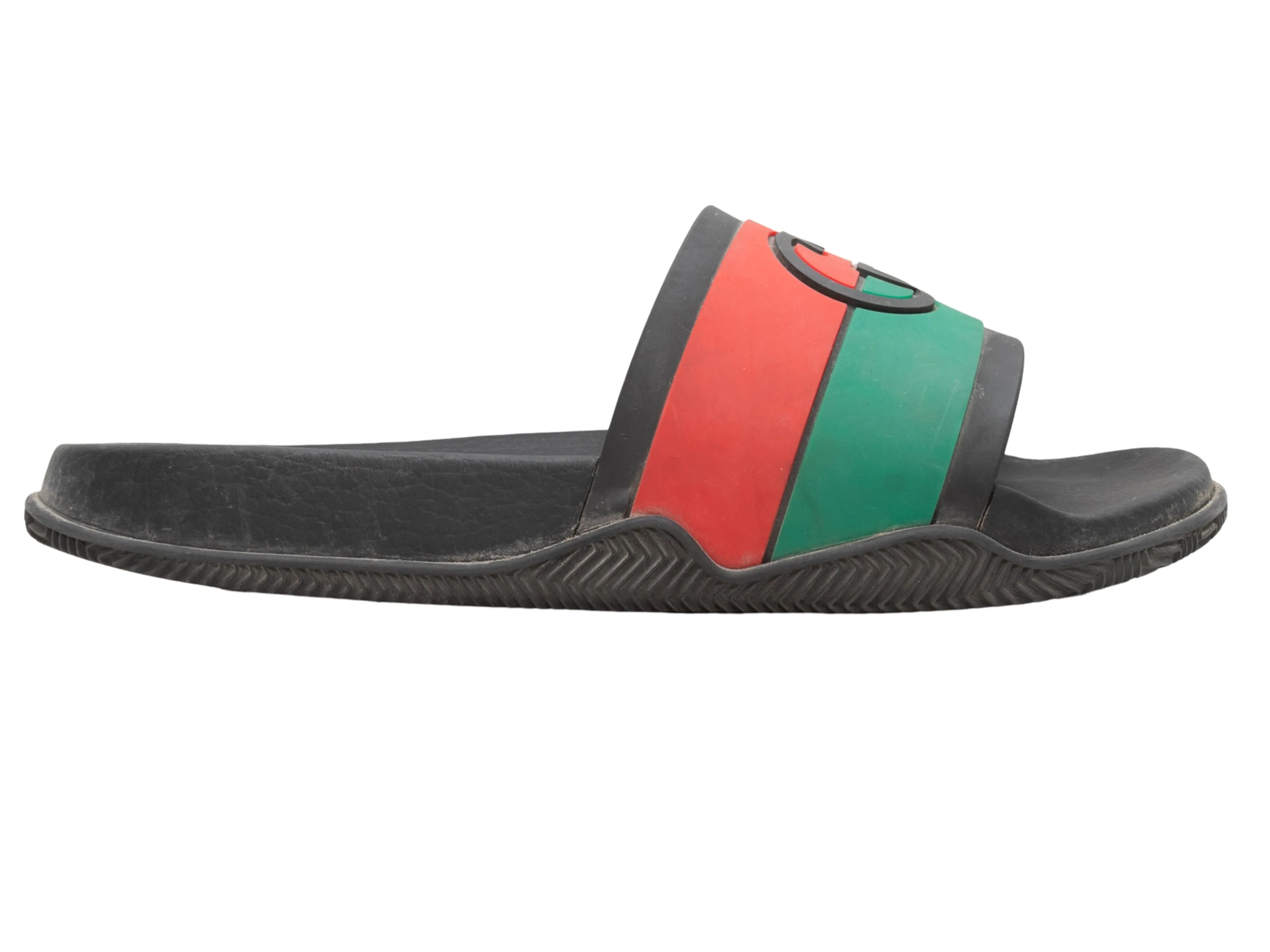 Black & Multicolor Gucci Men's Rubber Slide Sandals Size 9