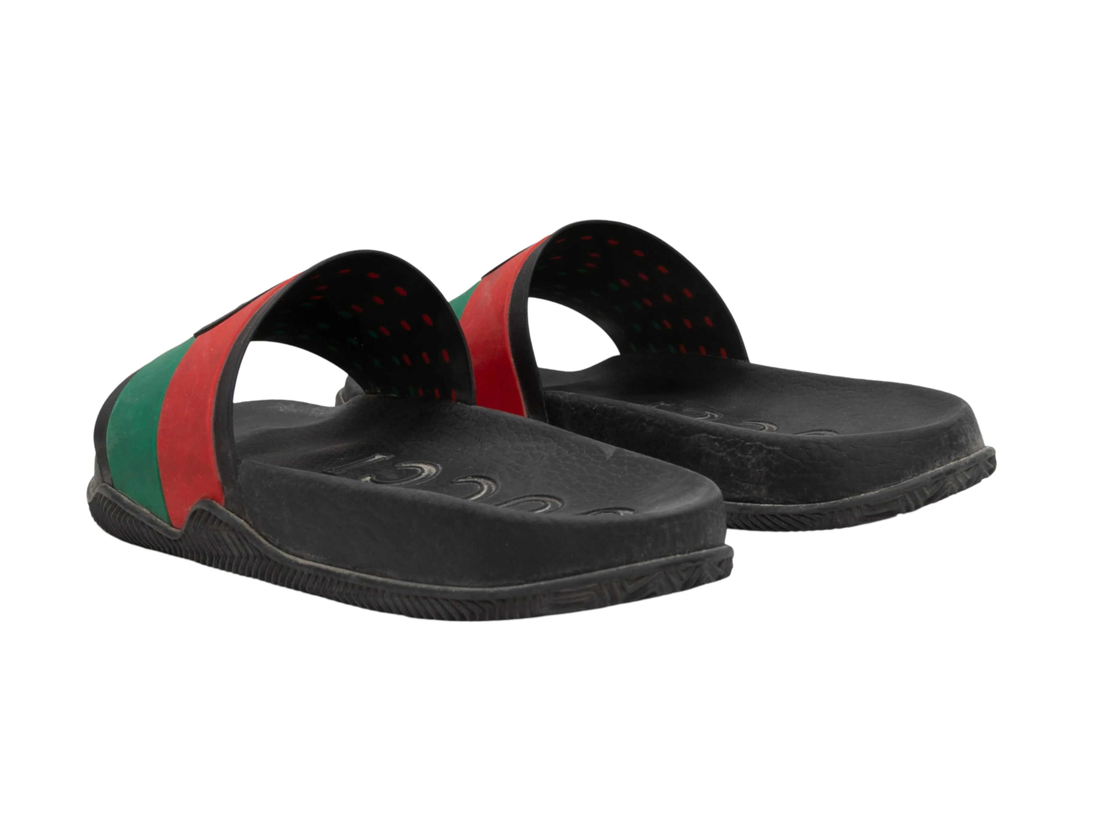 Black & Multicolor Gucci Men's Rubber Slide Sandals Size 9