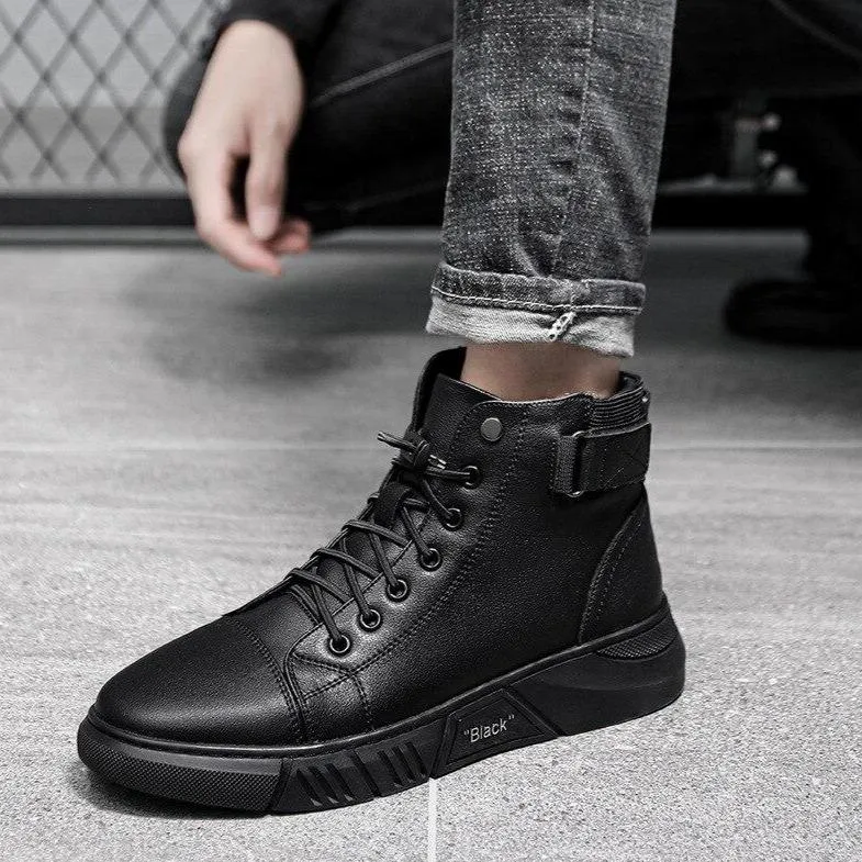 Black Warm Leather Boots【Free shipping】