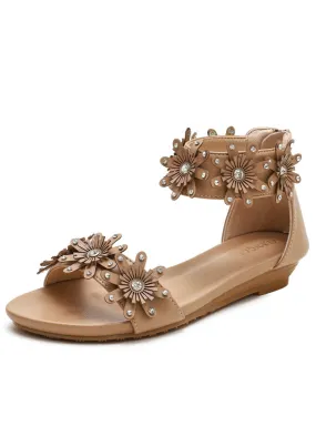 Bohemian Wedge Flower Sandals