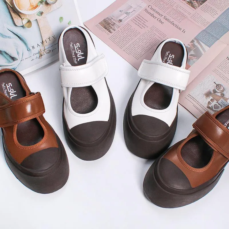 Chocolate Platform Buckle Strap Slide Sandals