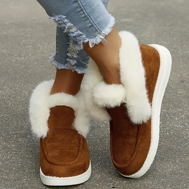 Dyavor Orthopedic Women Boots Warm Plush Fur Chic Snow Ankle Boots