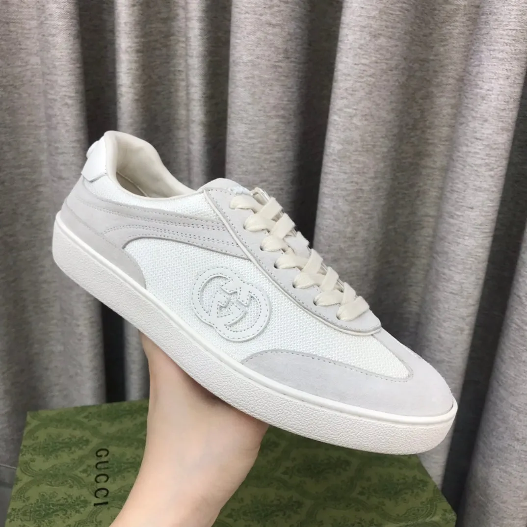 GG INTERLOCKING G SNEAKER LIGHT GRAY SUEDE