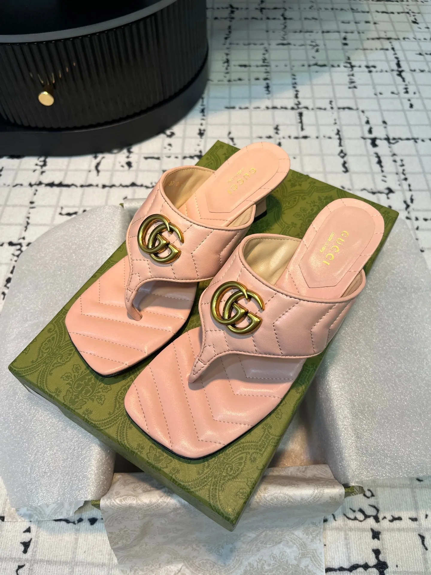 GG THONG SANDALS 55 LIGHT PINK CALKSKIN