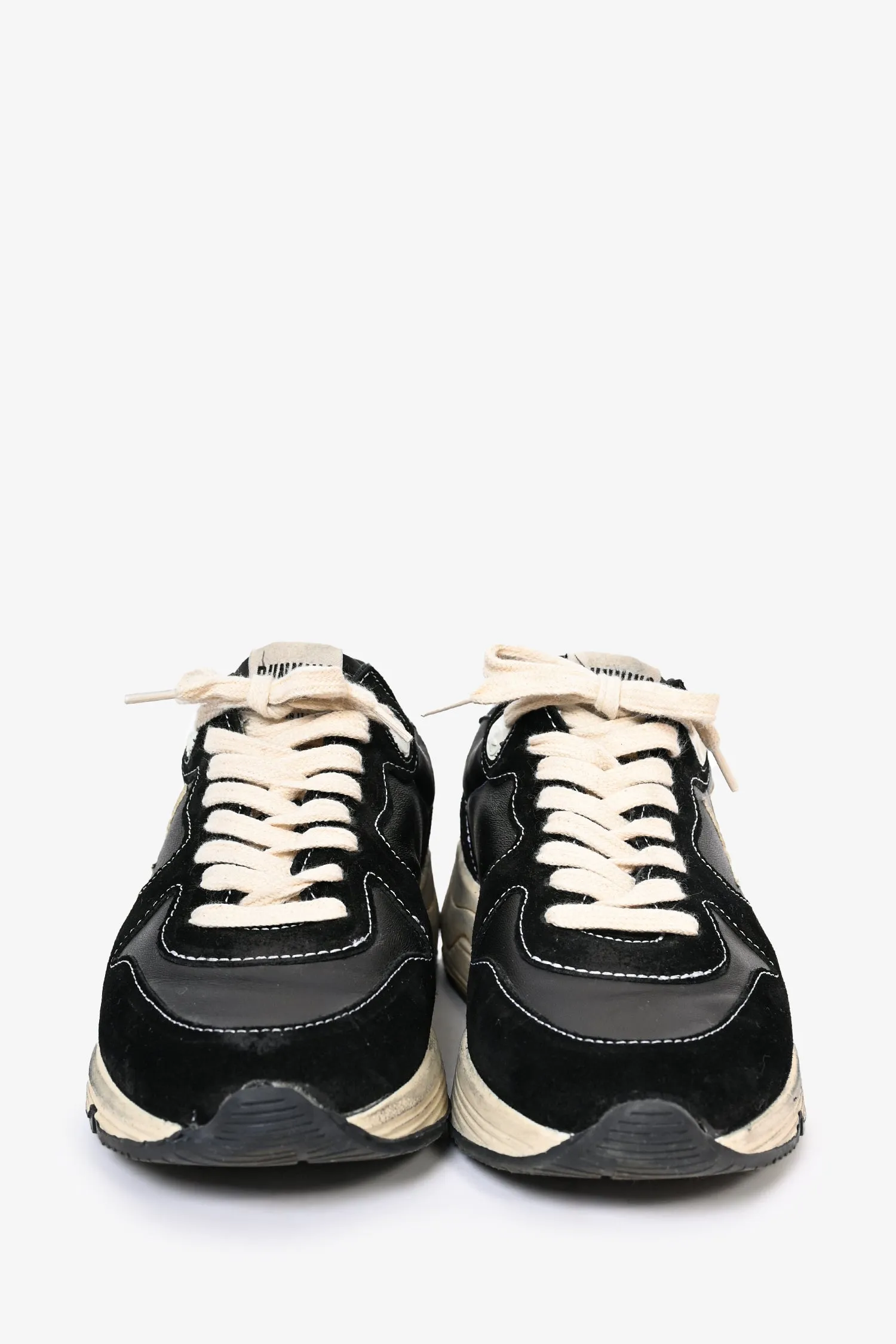 Golden Goose Black/Cream Suede/Leather 'Running Sole' Sneakers Size 37