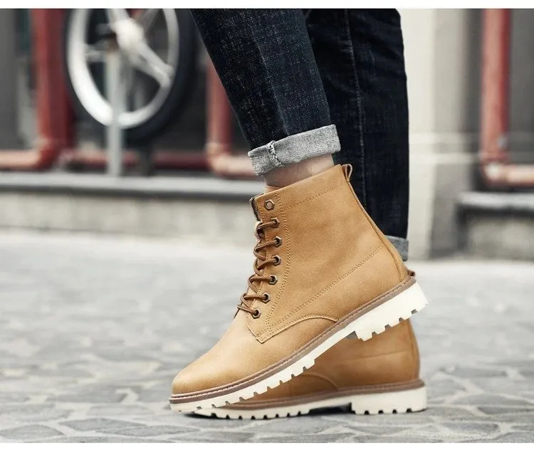 Men's Autumn/Winter Warm PU Leather Ankle Boots