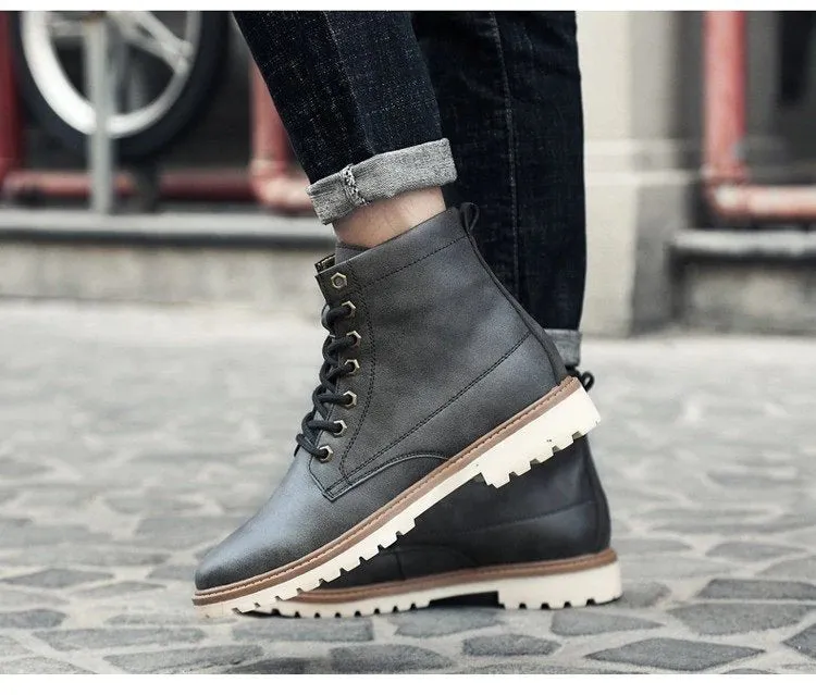 Men's Autumn/Winter Warm PU Leather Ankle Boots