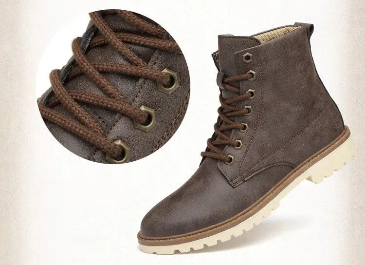 Men's Autumn/Winter Warm PU Leather Ankle Boots