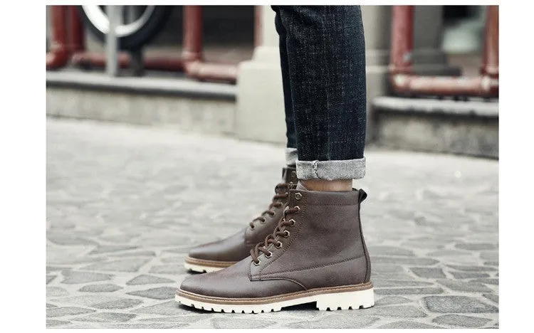 Men's Autumn/Winter Warm PU Leather Ankle Boots