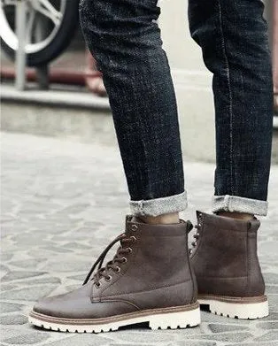 Men's Autumn/Winter Warm PU Leather Ankle Boots