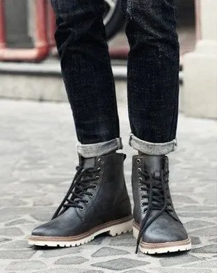 Men's Autumn/Winter Warm PU Leather Ankle Boots