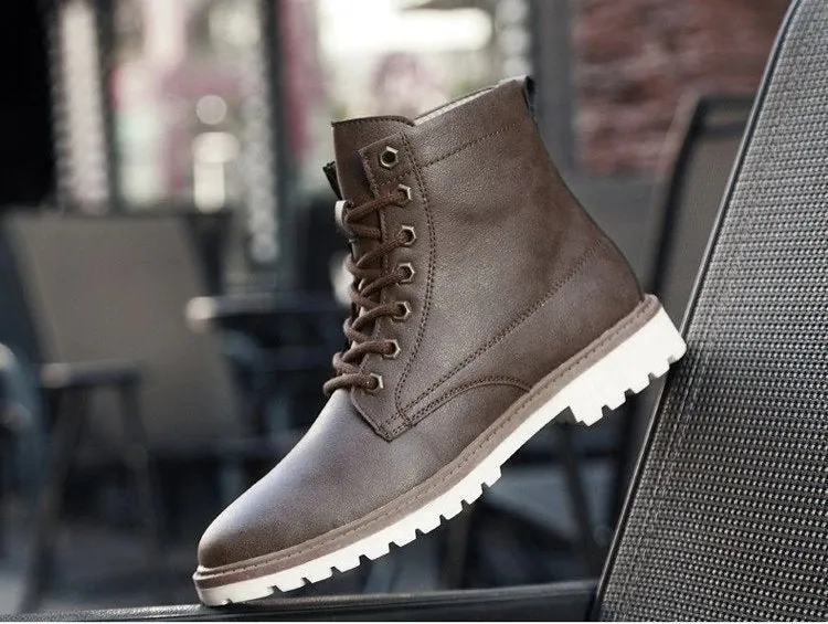 Men's Autumn/Winter Warm PU Leather Ankle Boots