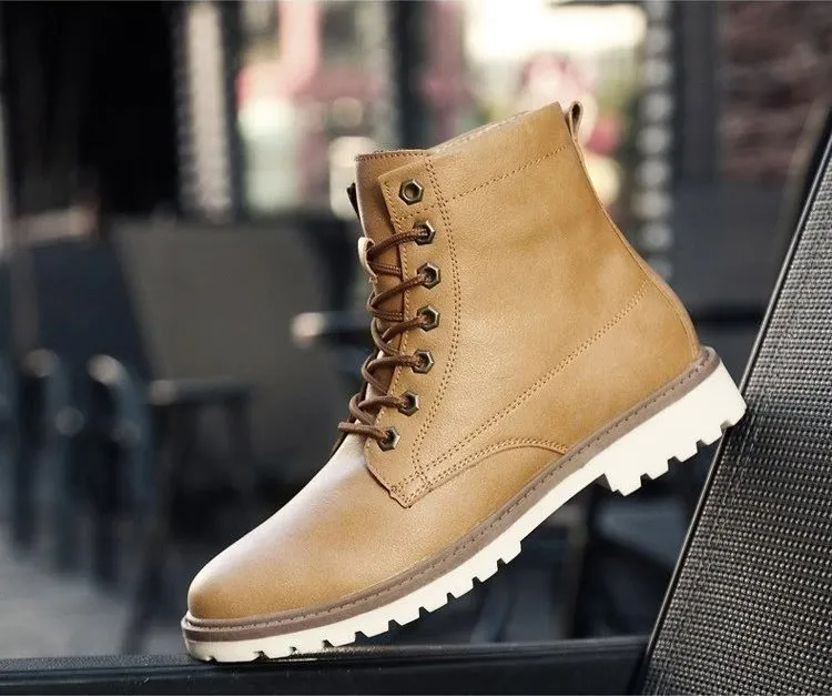 Men's Autumn/Winter Warm PU Leather Ankle Boots