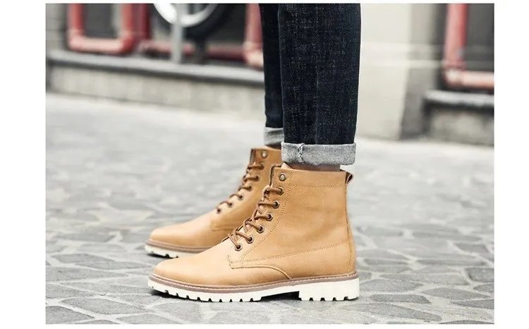 Men's Autumn/Winter Warm PU Leather Ankle Boots