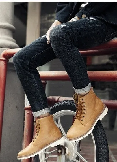 Men's Autumn/Winter Warm PU Leather Ankle Boots