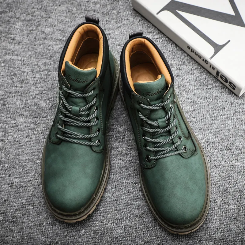 Men's Winter Warm Fur Lace Up Leather Boots