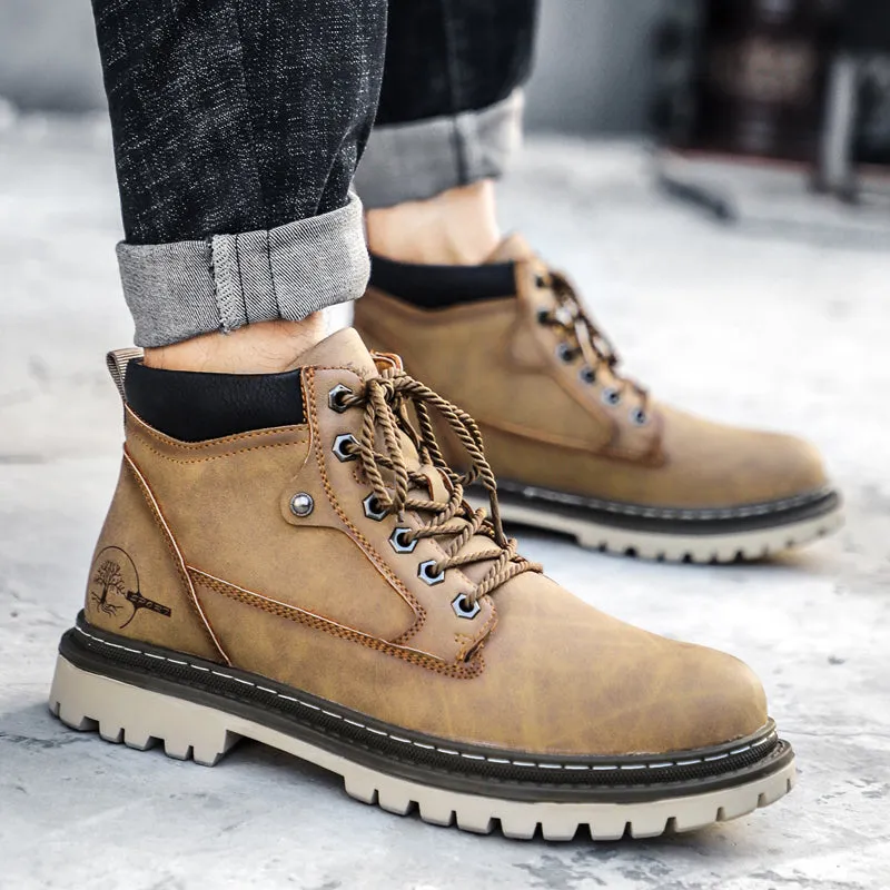 Men's Winter Warm Fur Lace Up Leather Boots