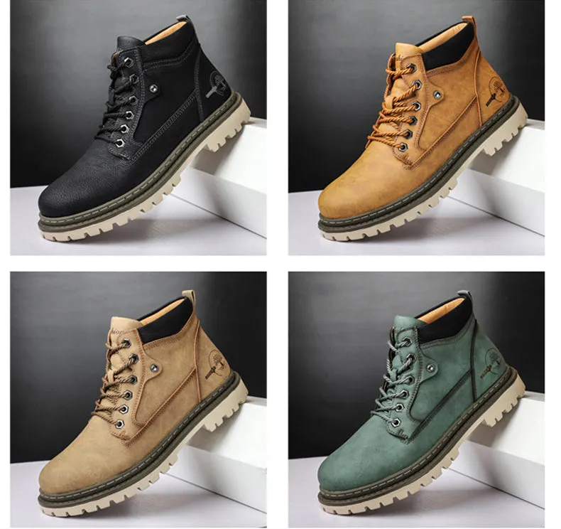 Men's Winter Warm Fur Lace Up Leather Boots