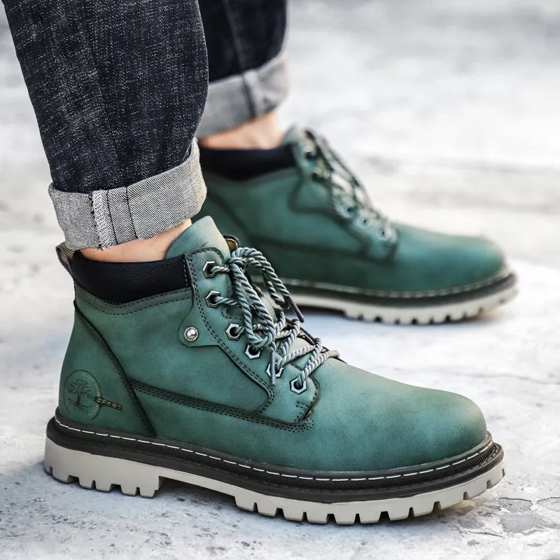 Men's Winter Warm Fur Lace Up Leather Boots