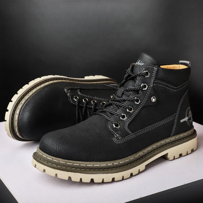 Men's Winter Warm Fur Lace Up Leather Boots