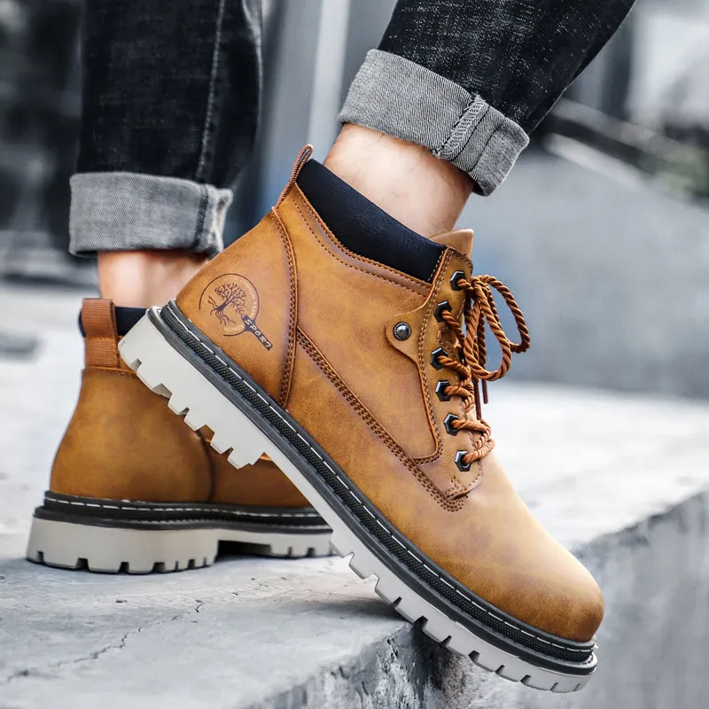 Men's Winter Warm Fur Lace Up Leather Boots