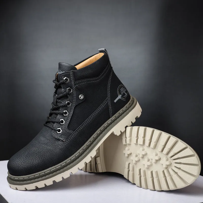 Men's Winter Warm Fur Lace Up Leather Boots