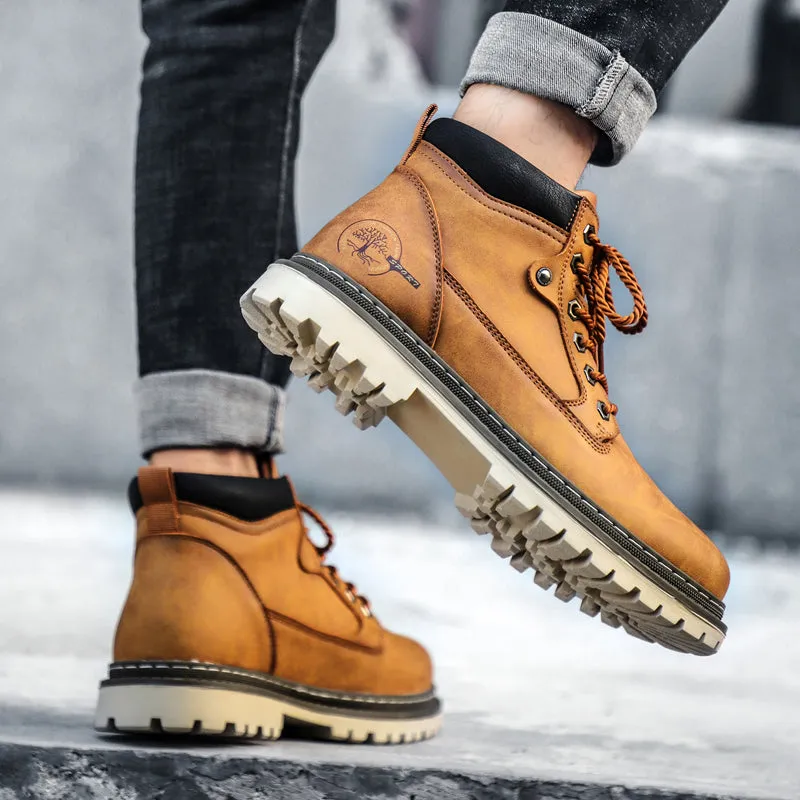 Men's Winter Warm Fur Lace Up Leather Boots