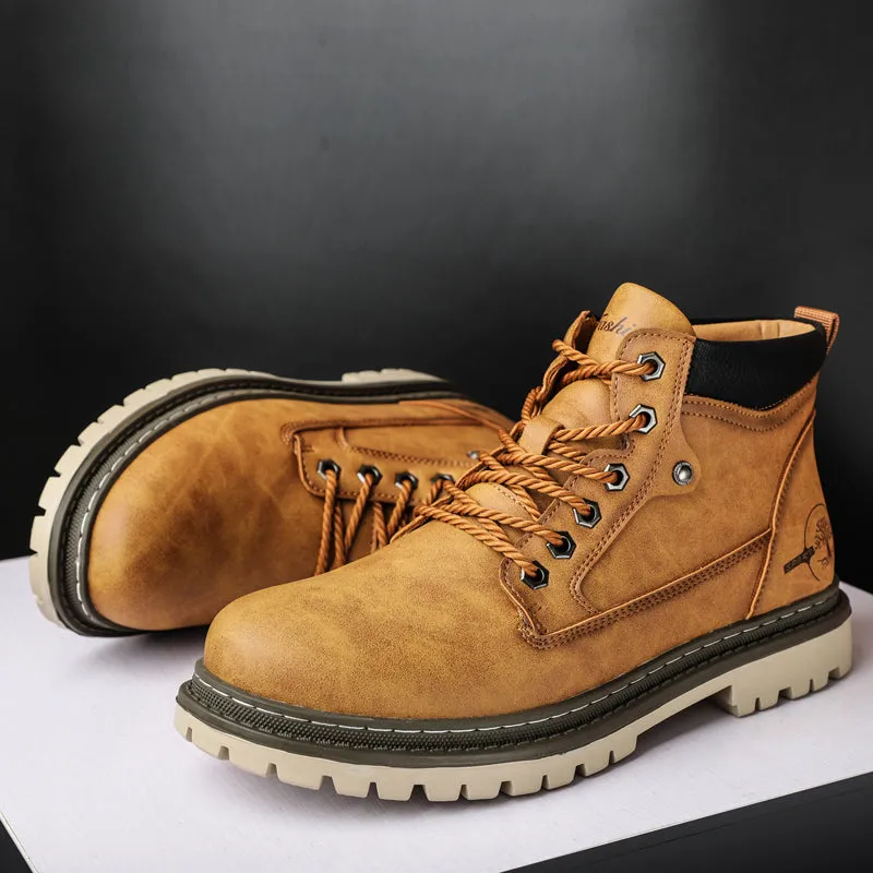 Men's Winter Warm Fur Lace Up Leather Boots