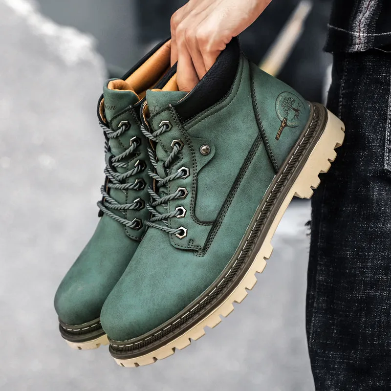 Men's Winter Warm Fur Lace Up Leather Boots