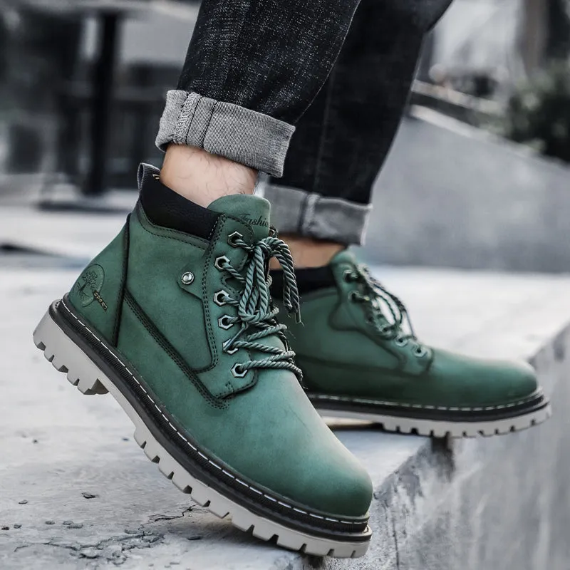 Men's Winter Warm Fur Lace Up Leather Boots