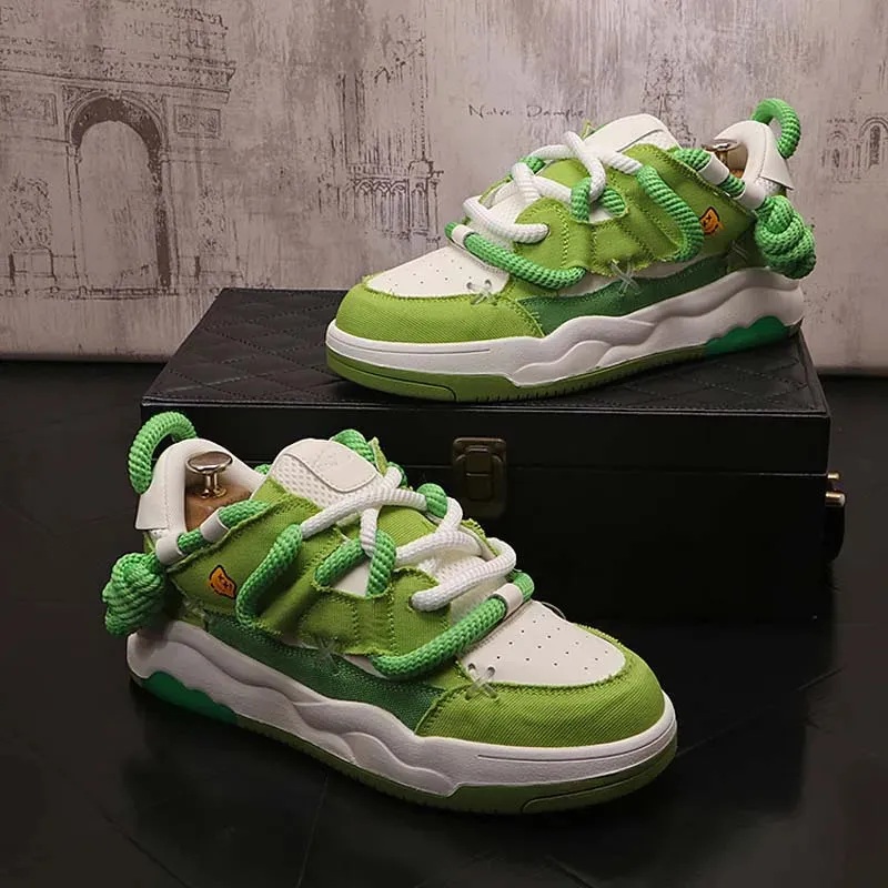 Patchwork Green Hip Hop Fashion Sneakers