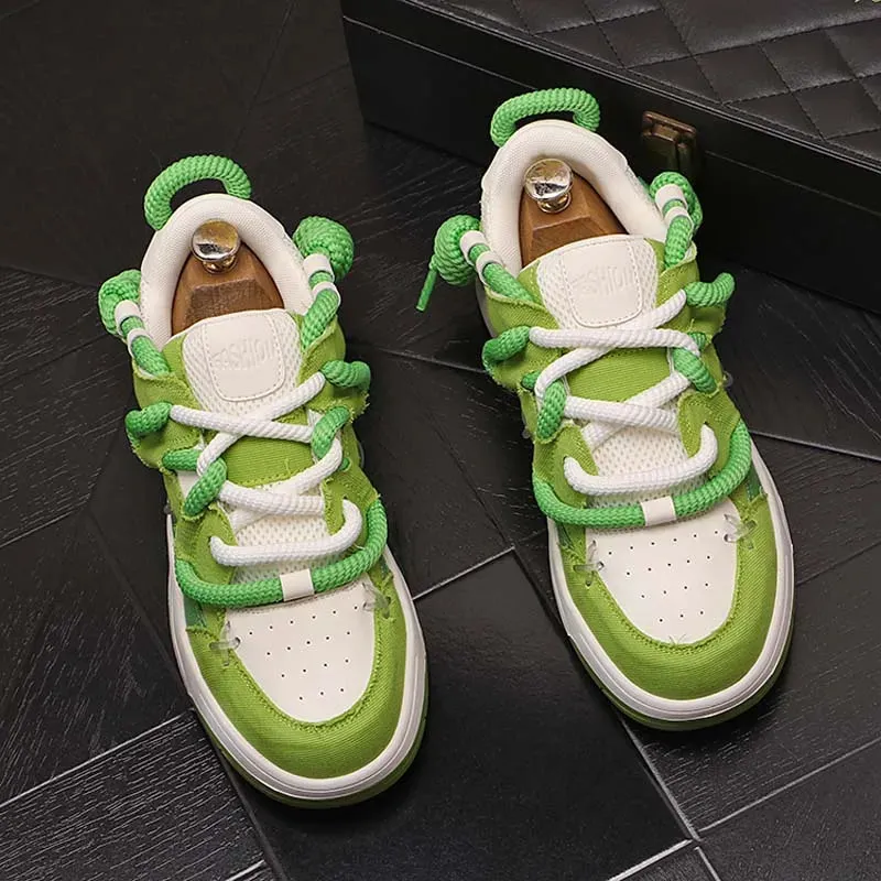 Patchwork Green Hip Hop Fashion Sneakers