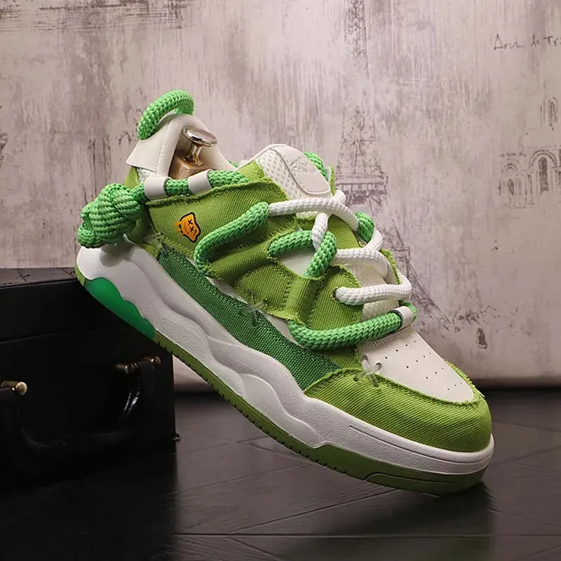 Patchwork Green Hip Hop Fashion Sneakers