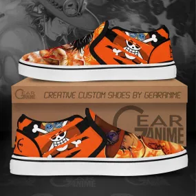 Portgas D Ace Slip On Sneakers OP Custom Anime Shoes