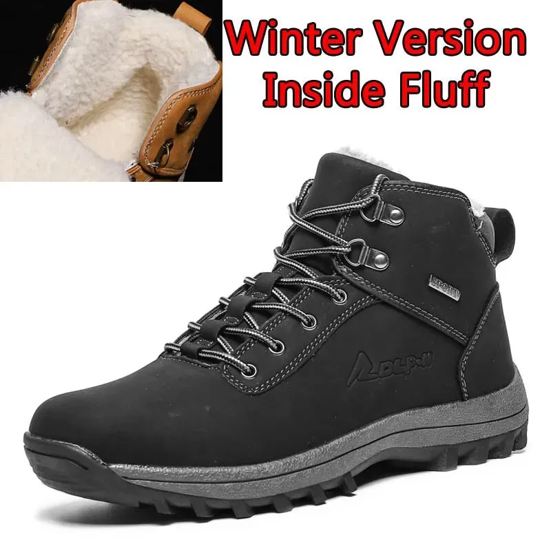 SURGUT Fashion Winter Snow Boots For Men Male Casual Shoes Adult Quality Rubber High Top Super Warm Plush Warm Ankle Boots