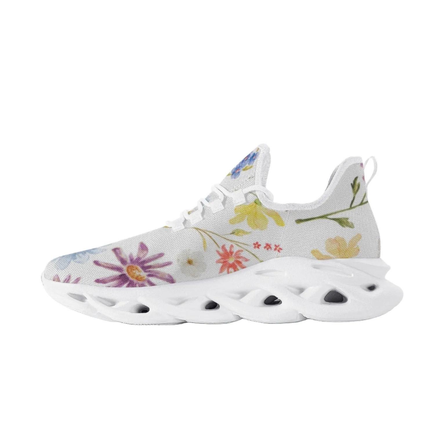 Wildflowers Painted White Wave Sole Lace-up Shoes