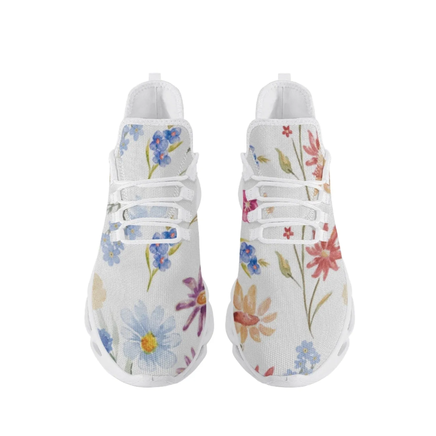 Wildflowers Painted White Wave Sole Lace-up Shoes