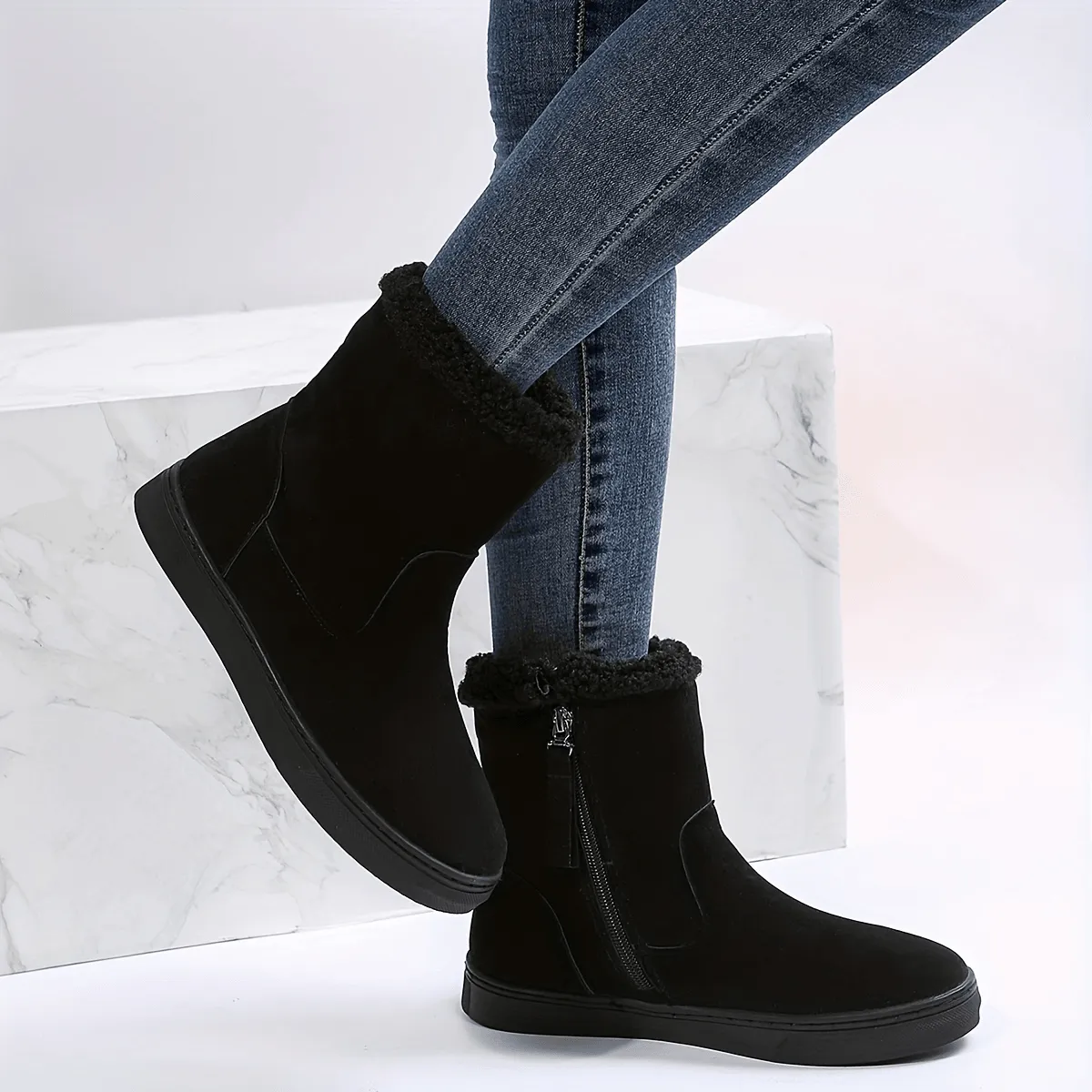 Women's Winter Warm Zipper Ankle Boots - 2029