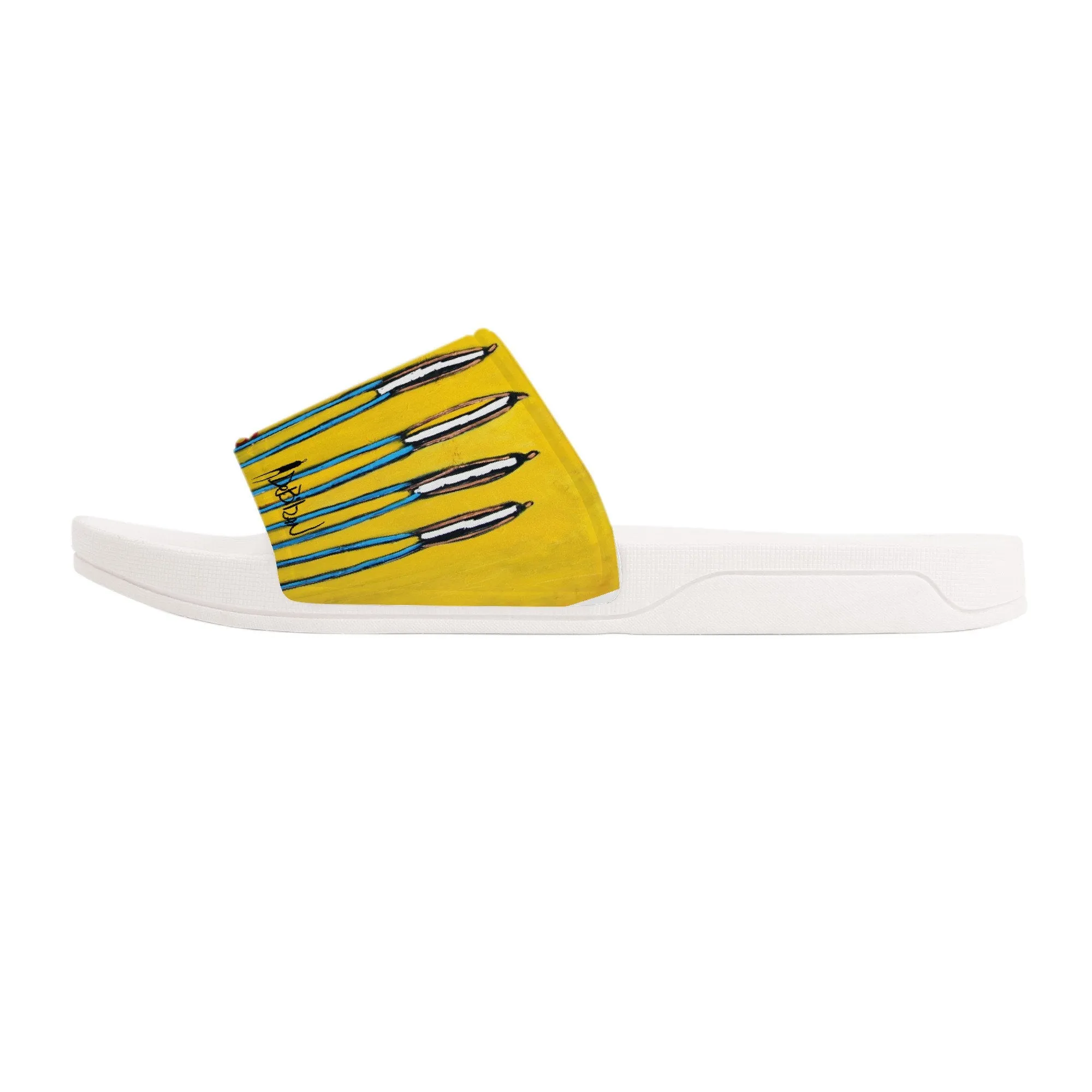 Yellow D30 Slide Sandals - White