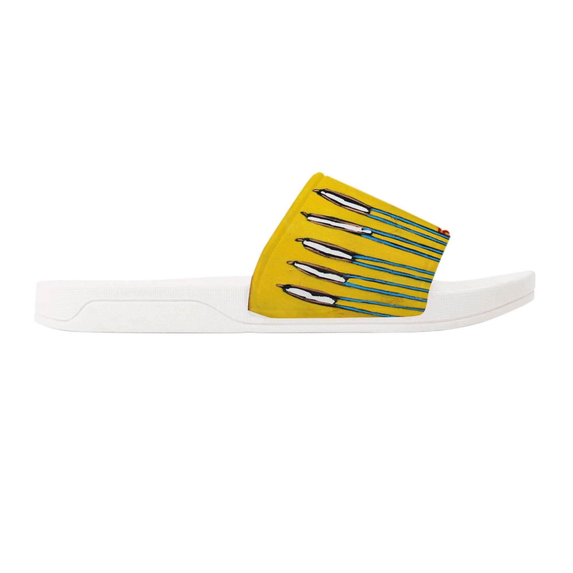 Yellow D30 Slide Sandals - White