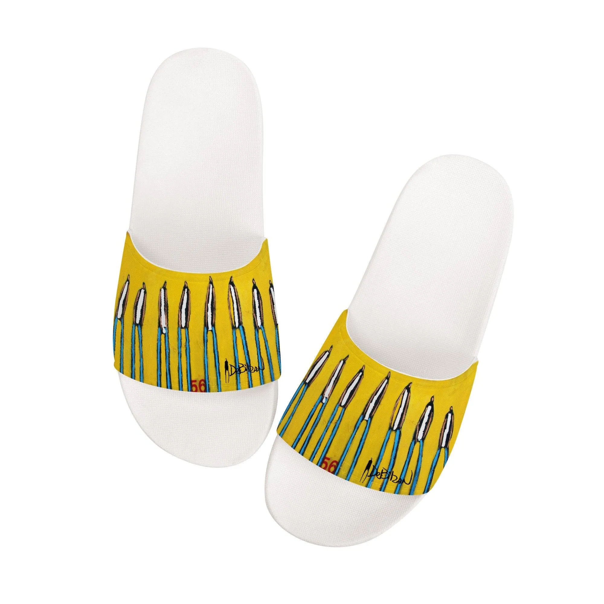 Yellow D30 Slide Sandals - White