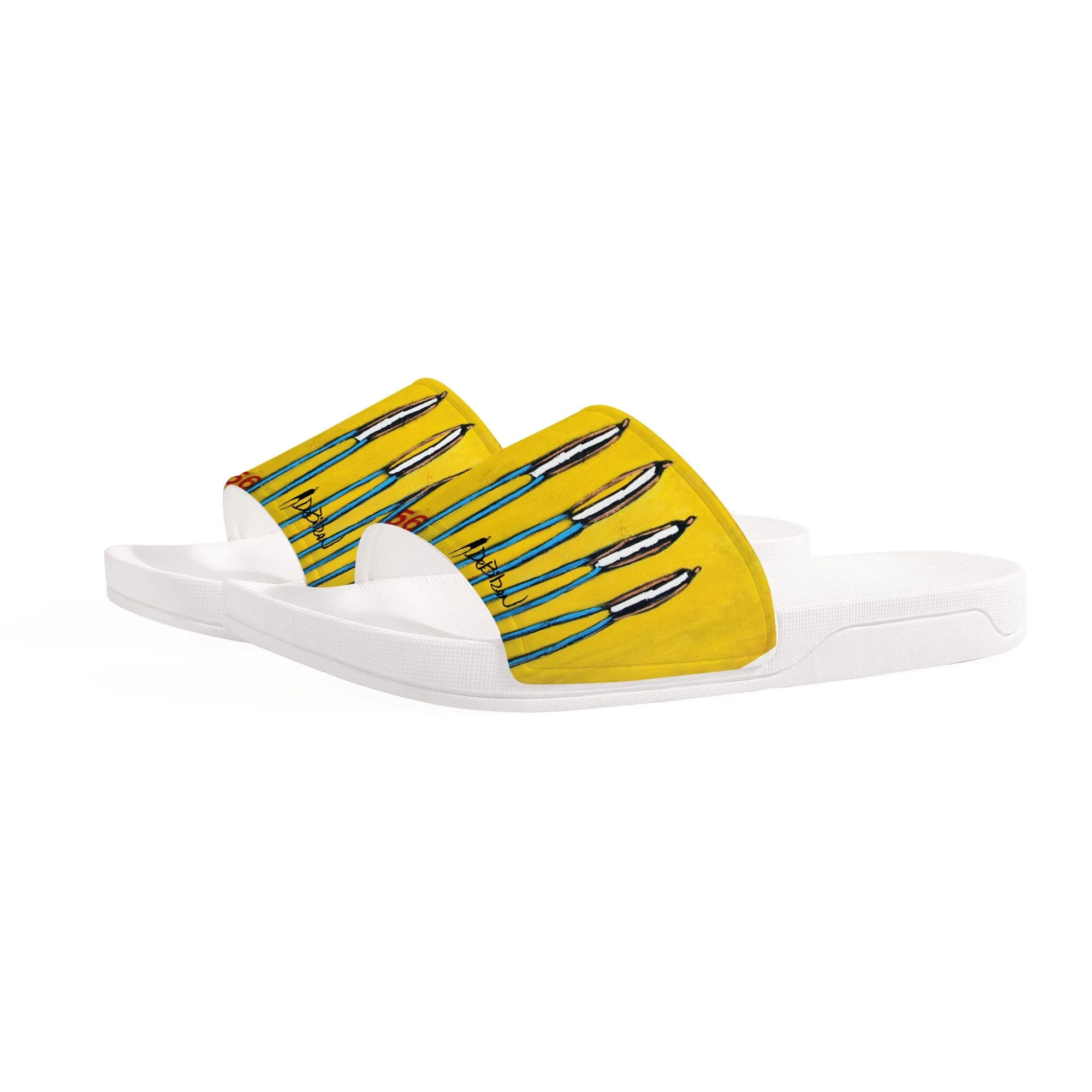 Yellow D30 Slide Sandals - White